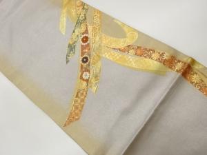 金彩鬘帯に菊唐草・松竹・古典柄模様刺繍名古屋帯